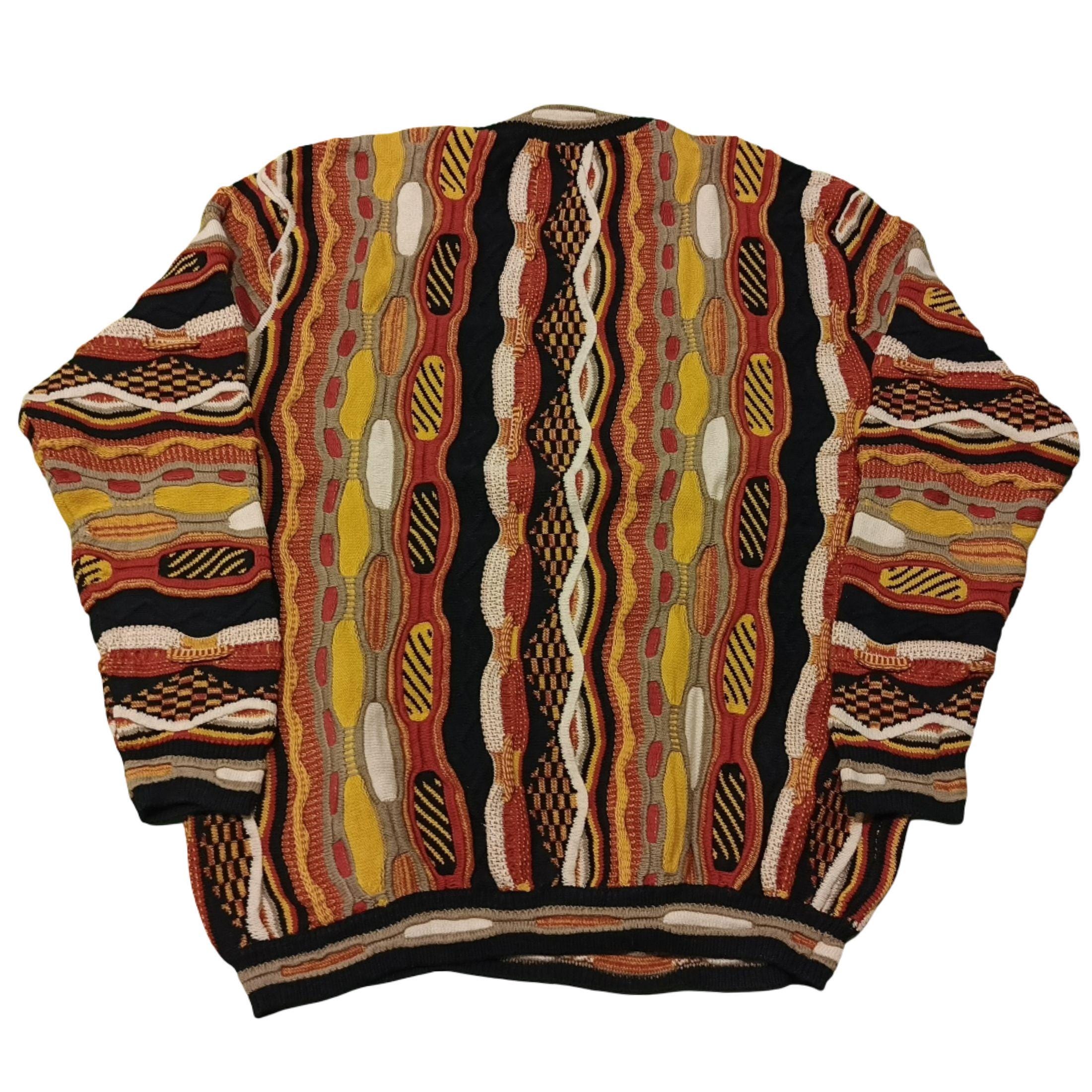 Vintage 90s Coogi Style Knit Sweater: Hanlon Mills 3D Cotton