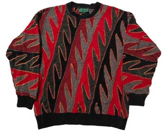Vintage 90s Tundra Canada Sweater: Coogi Style Knit, Size L