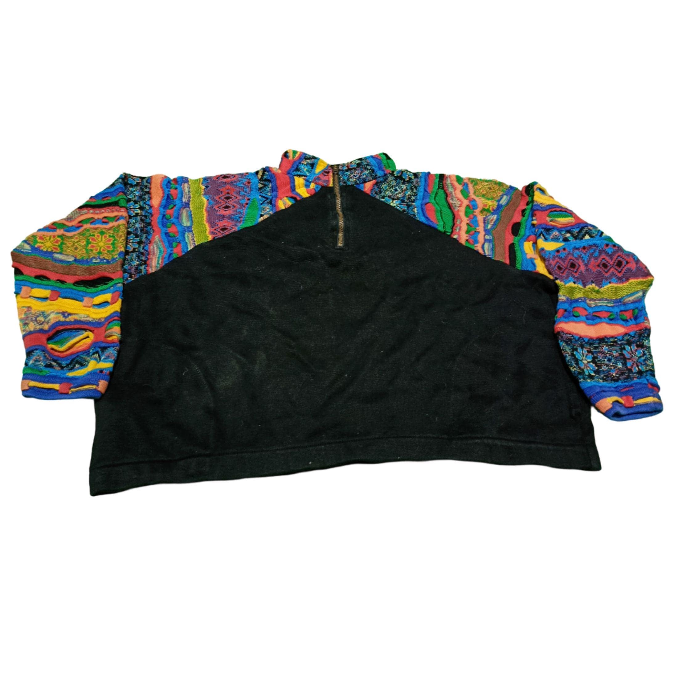 Vintage 90s Coogi Style 1/4 Zip Sweater | 3D Textured Knit