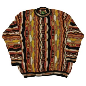 Vintage 90s Coogi Style Knit Sweater: Hanlon Mills 3D Cotton Pullover (M)