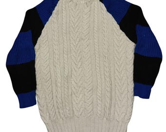 Vintage Colorblock Cable Knit Sweater | 90s Indie Skater Style, Size S