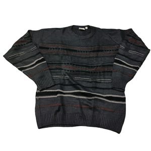 Vintage Chunky Knit Coogi Style 90s Sweater | Crew Neck Pullover Jumper | Cosby Biggie Coogi Inspired Streetwear Sweater