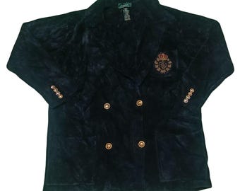 Vintage Lauren Ralph Lauren Corduroy Blazer, Double Breasted Gold Buttons, Size M