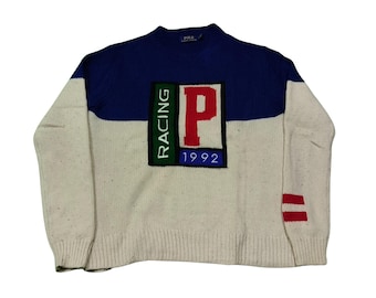Vintage Polo Ralph Lauren Wool Sweater: 1992 Racing Design - Size S