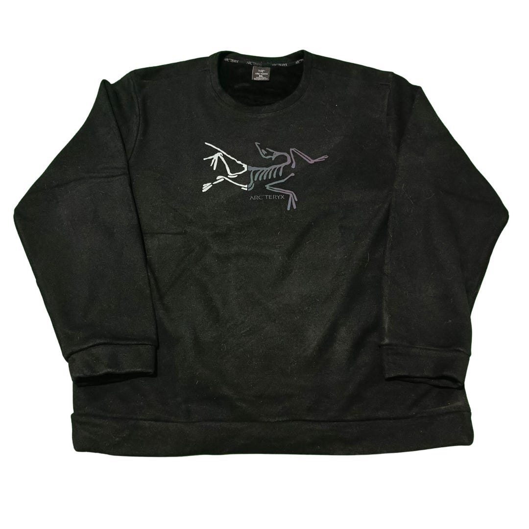 ARC'TERYX スウェット　Black Arc'teryx Black Crewneck Sweatshirt 5XL - Fossil Logo Techwear