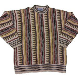 Vintage 90s Coogi Style Knit Sweater - Enrico Piero Crew Neck XL