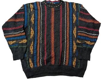 Vintage 90s Coogi Style Sweater | Retro Pullover Jumper | Cosby Biggie Crew Neck Sweater