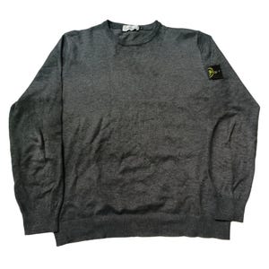Vintage Stone Island Sweater – Classic Gray Wool Knit – Men&#39;s XL – Iconic Badge – Timeless Streetwear