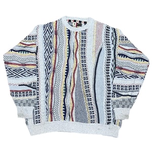 Vintage 90s Coogi Style Sweater: Abstract Knit Streetwear, Size M