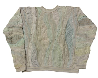 Suéter de punto 3D Coogi vintage: estilo hip hop de los 90, talla 2X