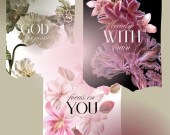 Estampados florales coquetos, póster motivacional femenino, decoración suave para el hogar (descarga digital)