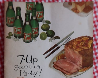 7UP soda pop Recipe COOK BOOK Paper booklet vintage ADVERTISING Party appetizers