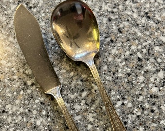 GREENWICH 2 Serving Butter knife Sugar Spoon ROGERS International silver plate