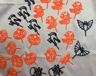 Vintage Lot assorted HALLOWEEN PICKS 28 pc Plastic Cupcake Cake Decorations Figures