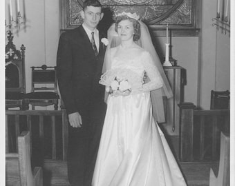 1950's Vintage Wedding Dress size 12-14? TALL from original ownerS CROWN Gown