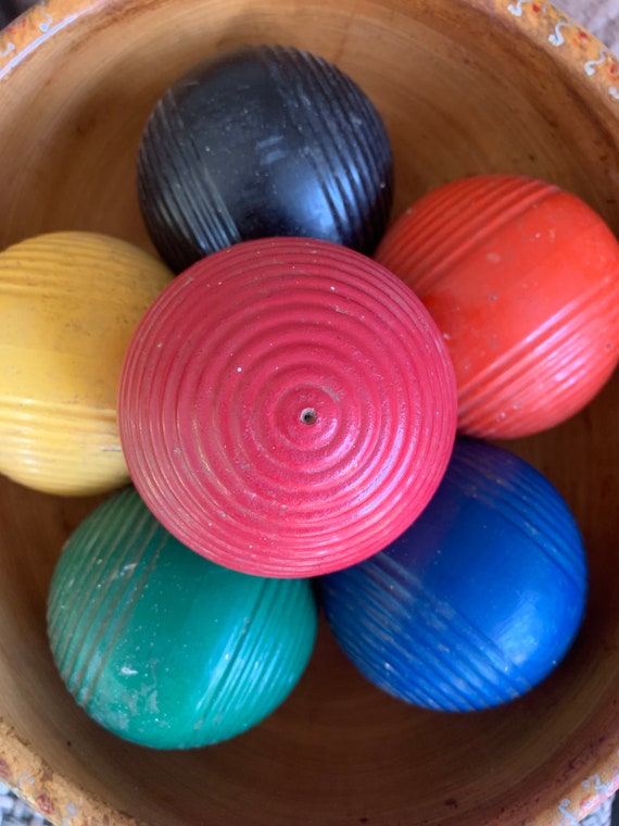 6 Vintage Antique CROQUET BALLS Worn Chippy Green Orange Blue Etsy