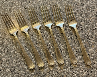 GREENWICH 6 Forks ROGERS 1928 International silver plate tableware FLATWARE