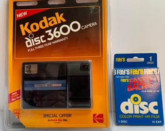 vintage 1982 NOS Kodak disc 3600 CAMERA & NOS 1988 FAYs 15 exp color print disc (4C3)