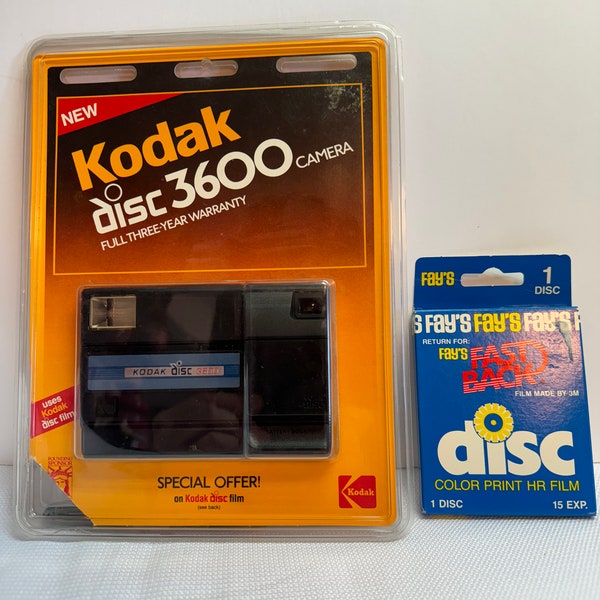 vintage 1982 NOS Kodak disc 3600 CAMERA & NOS 1988 FAYs 15 exp color print disc (4C3)