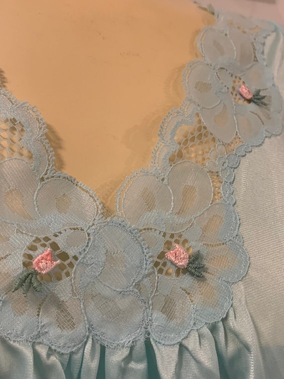 vintage Aqua Blue NIGHTY Lorraine lingerie Nighti… - image 3