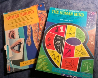 2 Book Lot 1962 HUMAN MIND Miller / HUMAN BiOLOGY Burgdorf children's education homeschool