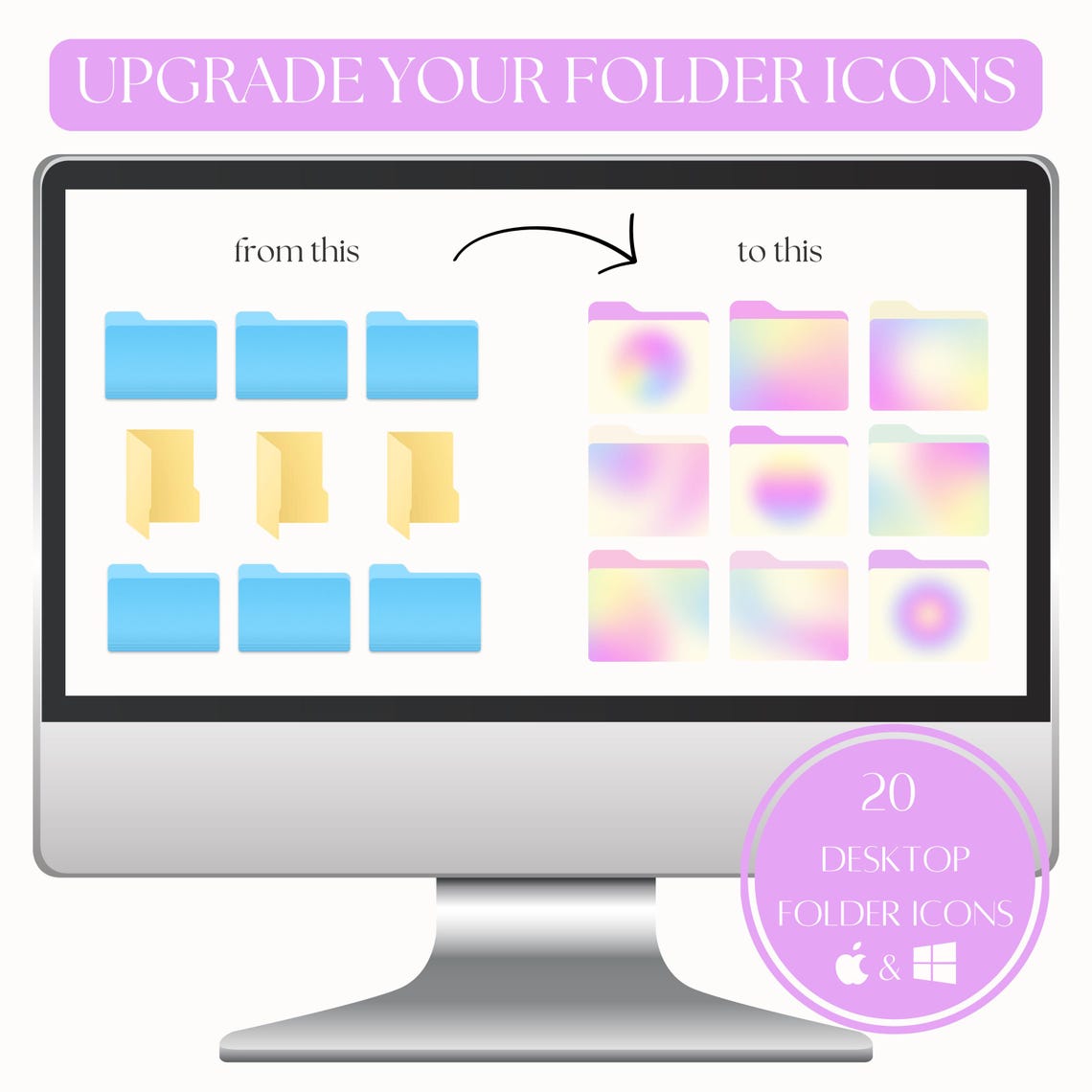 Pastel Gradient Aura Glow Icon Pack PNG & ICO Folder Icons for Mac and ...