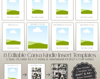 Kindle Insert Canva Template, Editable Paperwhite Insert, Printable Oasis Scribe Colorsoft Insert, Digital E Reader Sleeve Filler