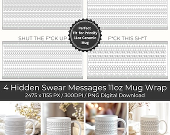 Hidden Swear Message Mug Wraps Funny Adult Humor Gag Gift 11oz Mug Wrap F*ck This Sh*t Swear Word PNG Adult Birthday Gift for Retirement