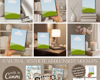 Neutral Kindle Insert Mockup, Clear Case Template (Canva)