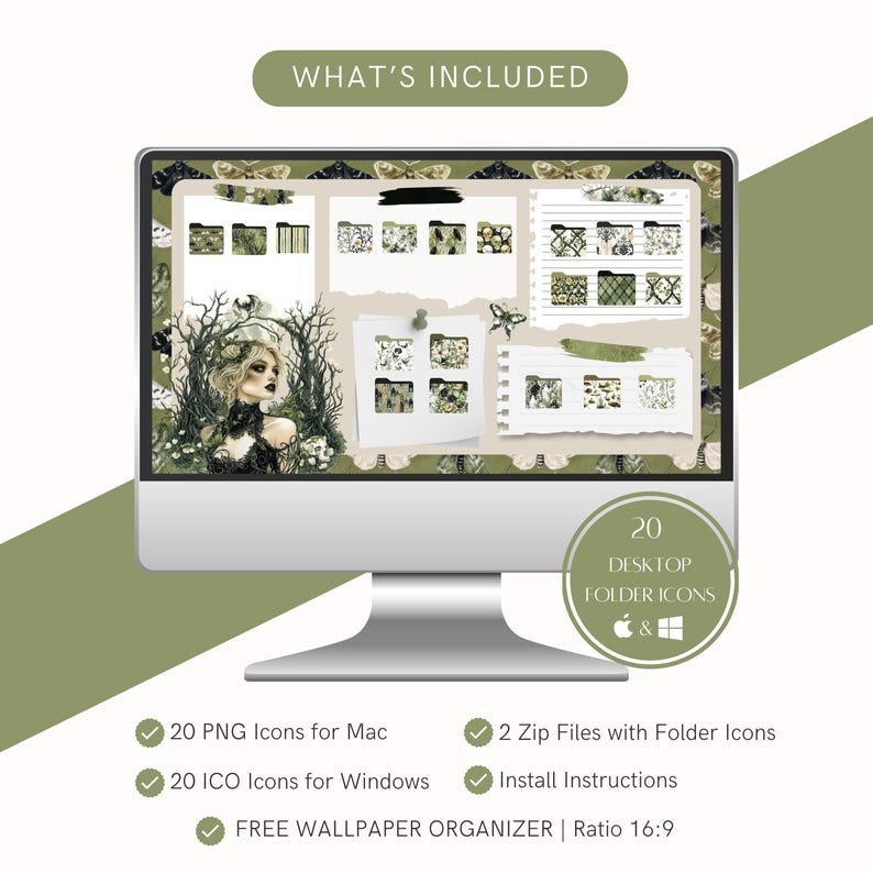 Cottagecore Folder Icon Gothic Folder Icon Pack for Mac Windows β Dark Cottagecore Desktop ...