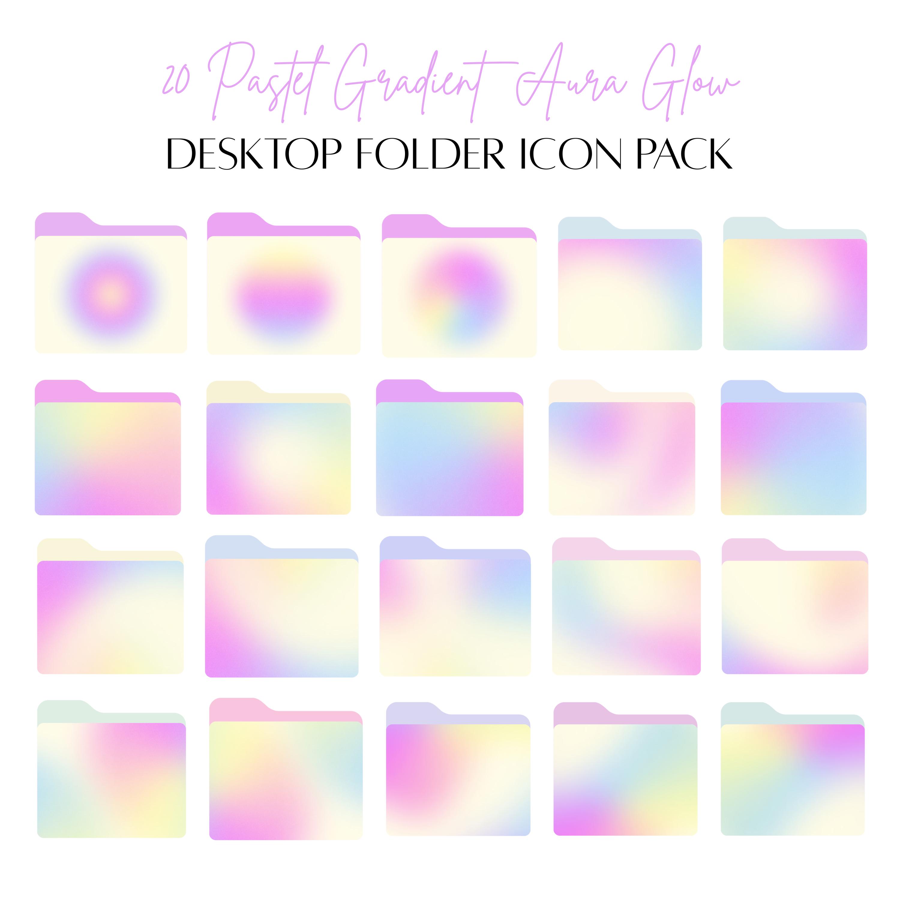 Pastel Gradient Aura Glow Icon Pack PNG & ICO Folder Icons for Mac and ...