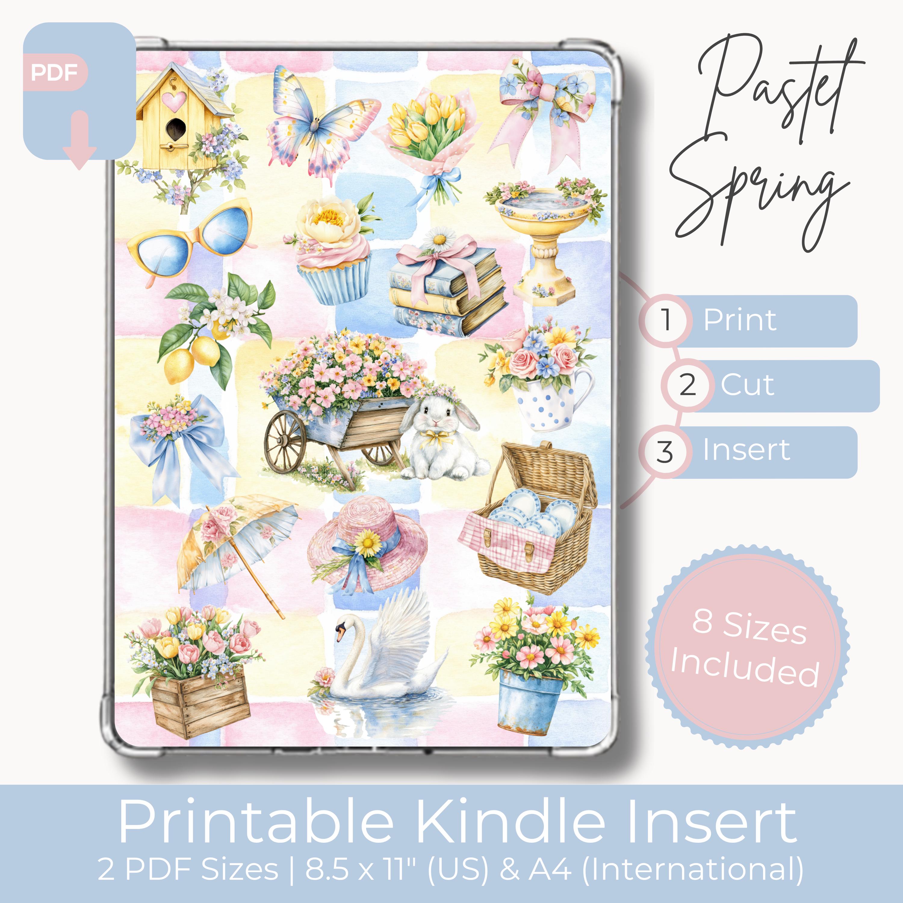 Pastel Spring Kindle Insert Printable Floral Cottagecore Digital ...