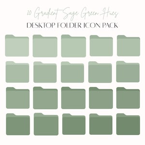 Minimalist Sage Green Wallpaper Organizer and Folder Icon Pack for Mac & Windows, Gradient Sage Hues Digital Background Desktop Aesthetic