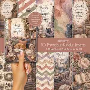 Booktrovert bundel met afdrukbare Kindle-inzetstukken, Cosy Cottagecore eReader-omslag pdf