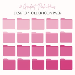 Íconos de carpeta de escritorio en degradado rosa para Mac y Windows, organizador de fondos de pantalla minimalista, fondo digital rosa