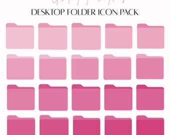 Gradient Pink Desktop Folder Icons, Minimalist Wallpaper Organizer (Digital Download)