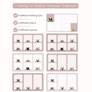 Peeking Cats Folder Icon Pack, Beige Whimsical Wallpaper Organizer, Cat ...