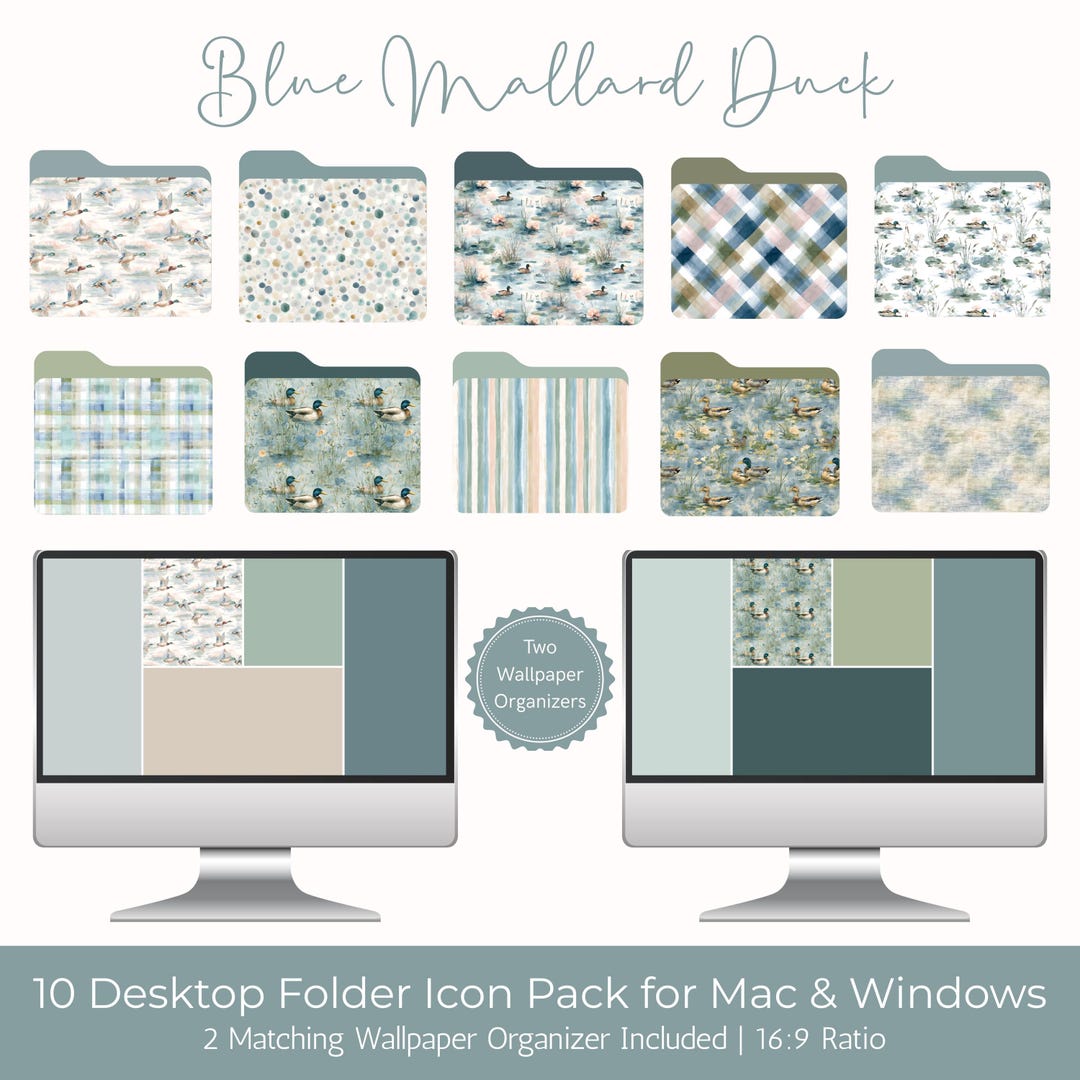 Cottagecore Folder Icon Blue Mallard Duck Desktop Folder Icon Pack Cottagecore Wallpaper ...
