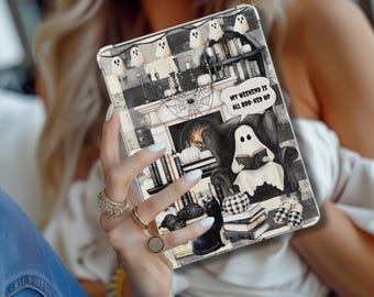 All BOO-ked Up Halloween Kindle Insert, Ghost Reading Printable for Clear Case, Cozy Goth Bookish Decor, Fall Spooky Season Aesthetic