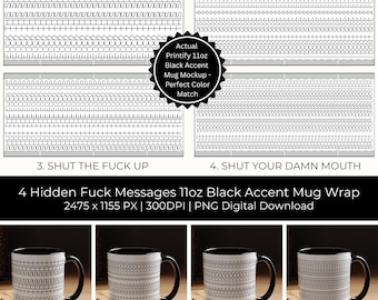 11 oz aanstootgevende mok met zwart accent – 4 verborgen scheldwoorden, png’s, digitale download