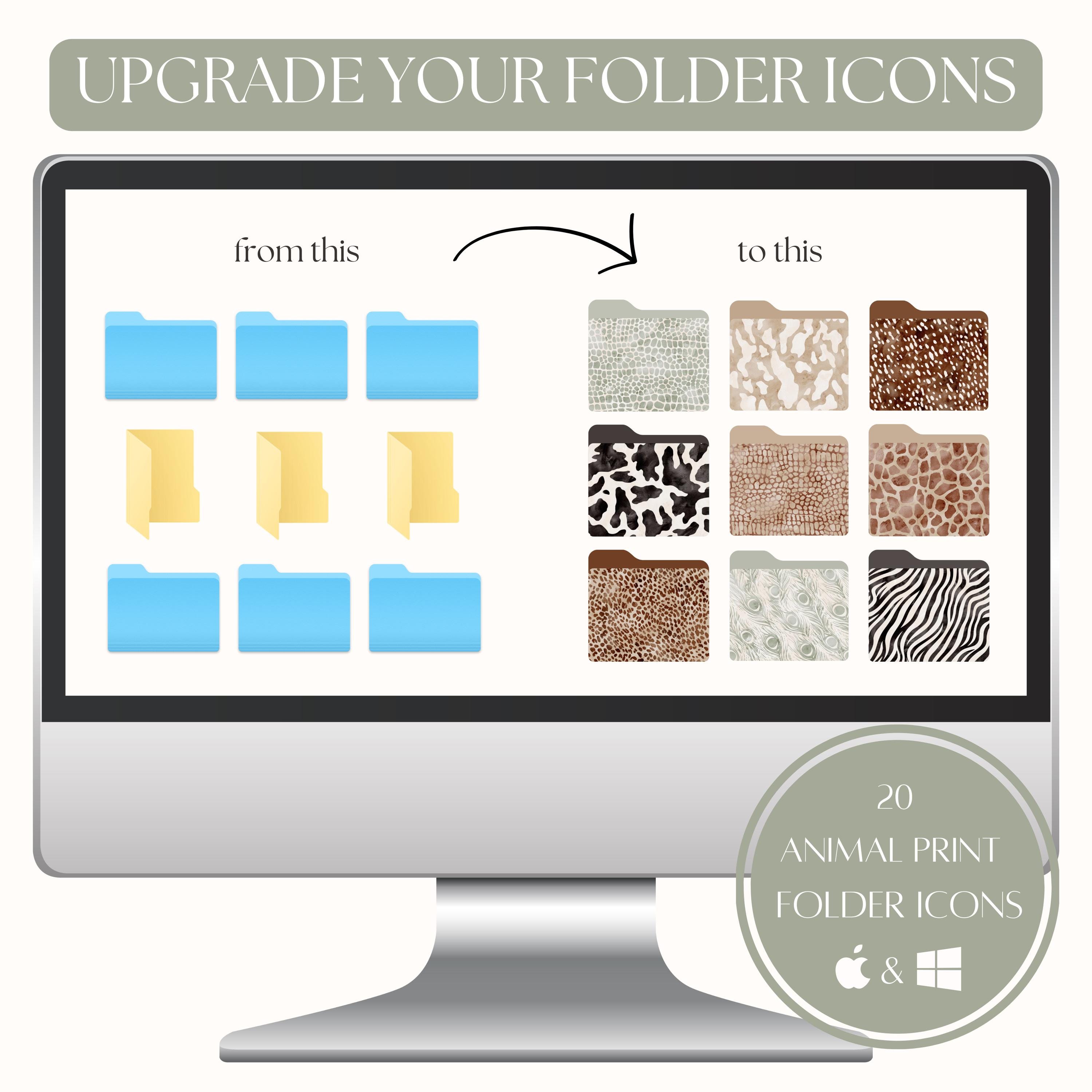 Animal Print Watercolor Icon Pack Boho Chic Desktop Folder Icons for ...