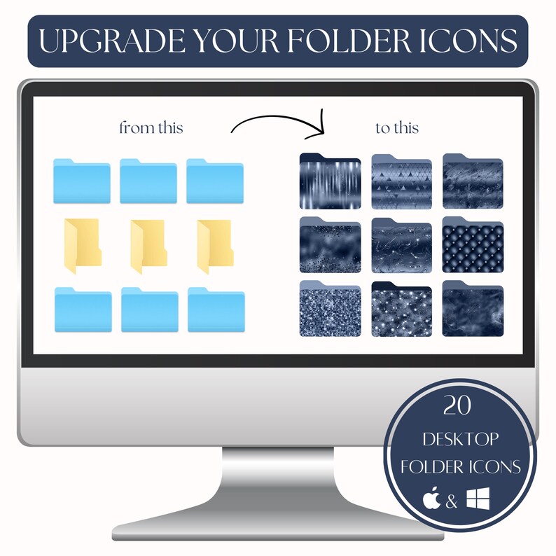 Luxury Blue Folder Icon Pack for Desktop | Glitter & Satin Icons + Free ...