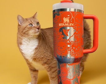 Vaso de 40 oz con grabado de gatito