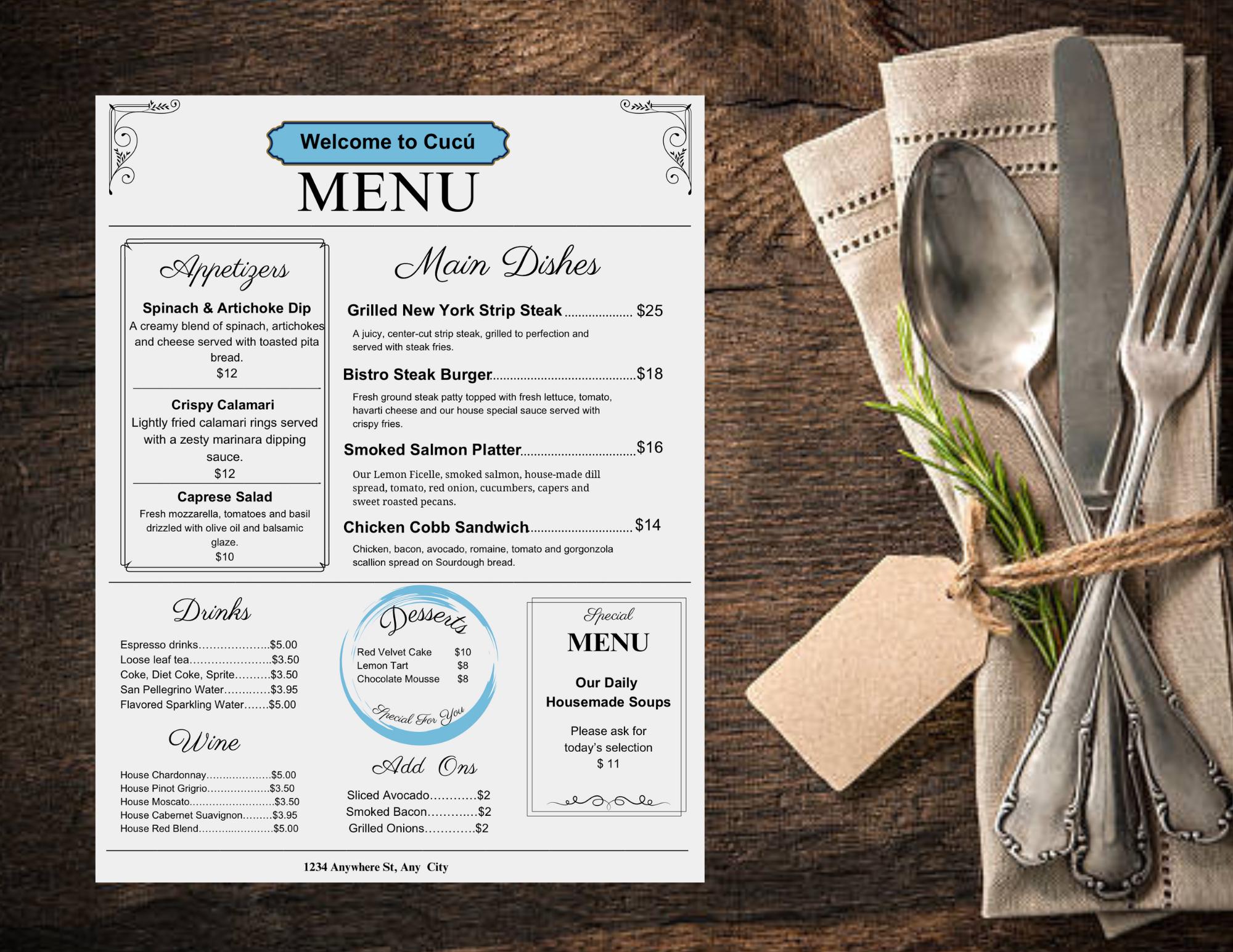 Editable Digital Menu Template – Instant Download - Etsy