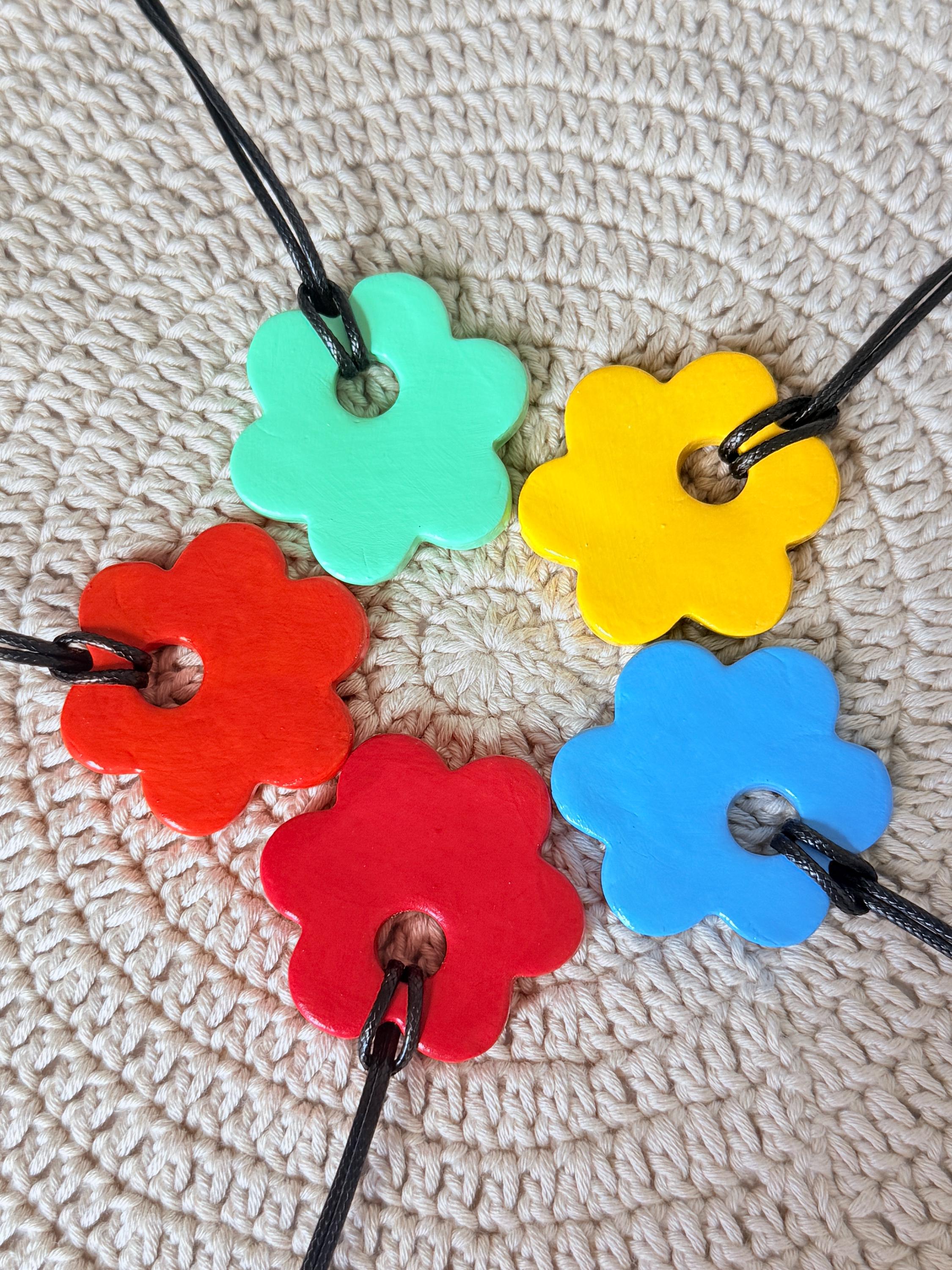 Air dry clay Flower Necklace / Flower charm necklace / Jewelry / Necklace / Flower necklace / Air dry clay jewelry.