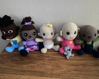 Custom-made crocheted baby dolls