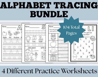 Paquete de hojas de trabajo para trazar el alfabeto – Práctica de escritura a mano (Patrón en PDF)