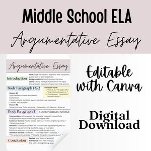 Argumentative Essay ELA Anchor Chart Poster Pastel Writing