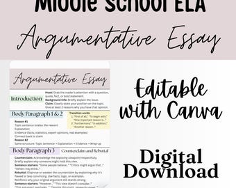 Argumentative Essay ELA Anchor Chart Poster Pastel Writing