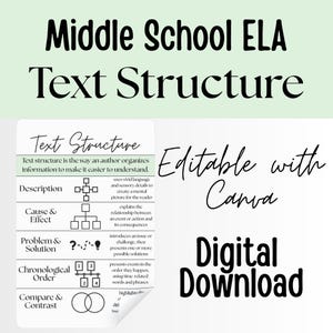 Text Structure ELA Anchor Chart Poster Pastel Reading and Writing Editable